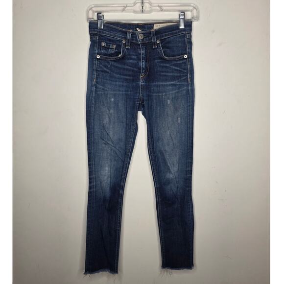 Rag & Bone mid rise skinny denim jeans with raw hem - kensington wash - 23 - Picture 1 of 8